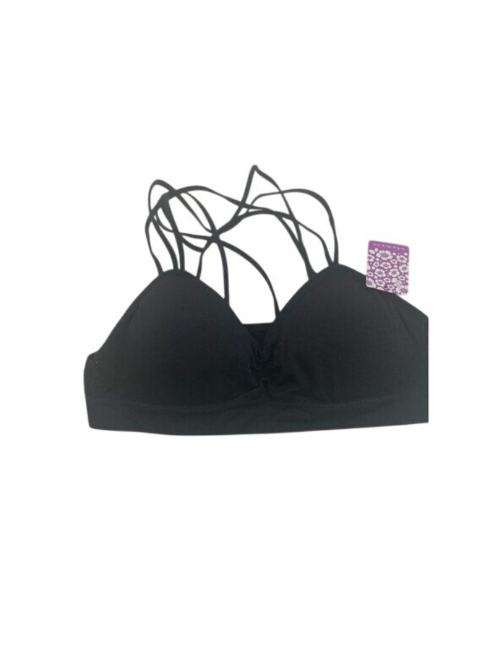 Anemone Black Strappy Bralette With Crisscross Strap Detail
